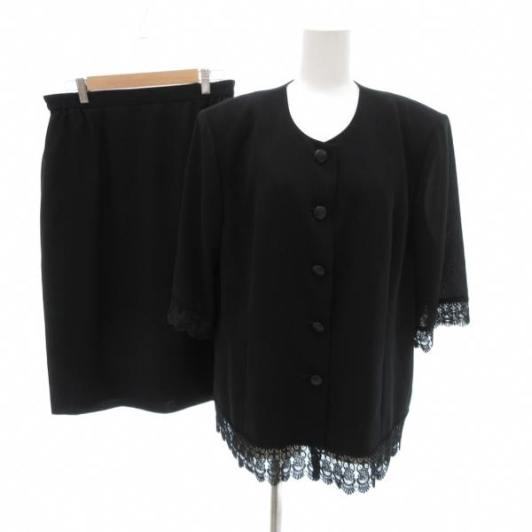 虹のフォーマル セットアップ ジャケット スカート レース ひざ丈 15 黒 ブラック /JS ■F...