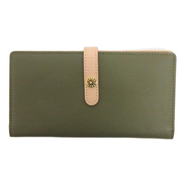 美品 レガートラルゴ プレミアムウうすいサイフ 長財布 小銭入れ 緑 ベージュ オリーブ ウォレット...