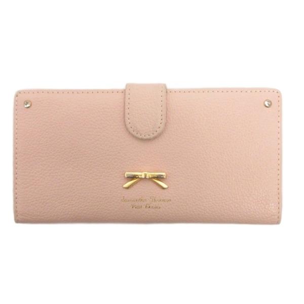 サマンサタバサプチチョイス シンプルリボンプレート薄型長財布 カード入れ 小銭入れ ピンク ウォレッ...