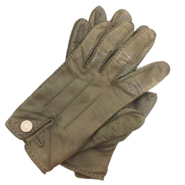 エルメス HERMES PARIS セリエ レザーグローブ 手袋 ベージュ 小物 ☆AA★ レディー...