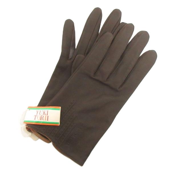 未使用品 ユキトリイ YUKI TORII 手袋 レザーグローブ 茶 ブラウン 21 小物 ■GY9...