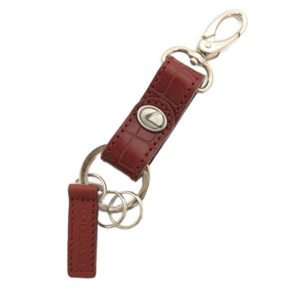レクサス LEXUS キーホルダー キーリング 3連 レザー ボルドー 小物 メンズ レディース