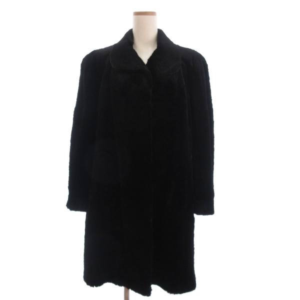 ギラロッシュ Guy Laroche Paris 毛皮コート ロング丈 ファー シェアードミンク 黒...
