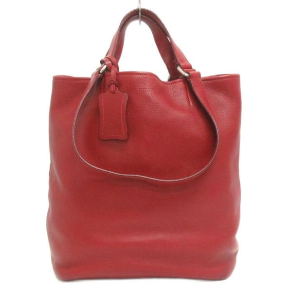 ヒロフ HIROFU トートバッグ ハンド 肩がけ レザー 赤 レッド 鞄 レディース