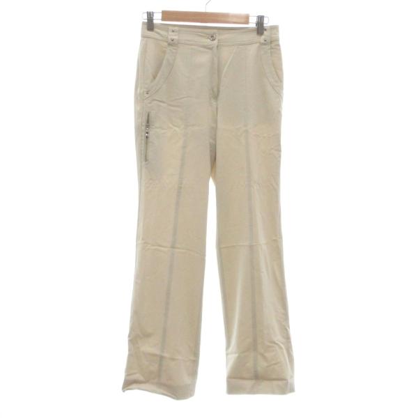アダバット adabat ストレッチパンツ スラックス センタークリース ロゴ刺繍 M ベージュ /...