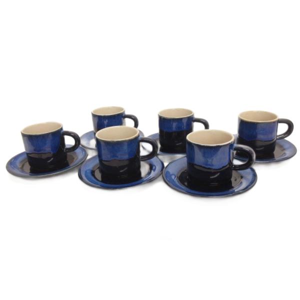 御浜窯 カップ＆ソーサー デミタスカップ 6客 セット コーピー 茶器 食器 紺 ネイビー その他