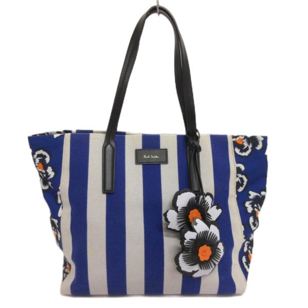 ポールスミス PAUL SMITH ハワイアンブルーム トートバッグ 花 チャーム キャンバス 青 ...