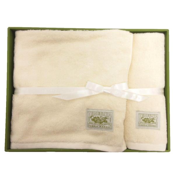 未使用品 テネリータ TENERITA 2点 タオルセット フェイスタオル バスタオル 白 ホワイト...