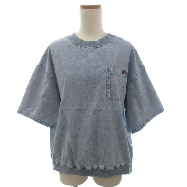 未使用品 ジャバ JaVa タグ付き カットソー Tシャツ 半袖 ポケット デニム 青 ブルー L ...