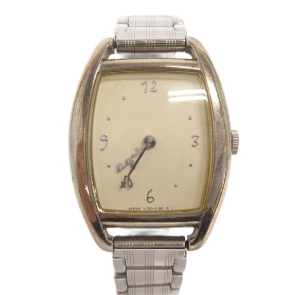 アニエスベー agnes b. 腕時計 アナログ クォーツ トノー型 V700-5110 シルバーカ...