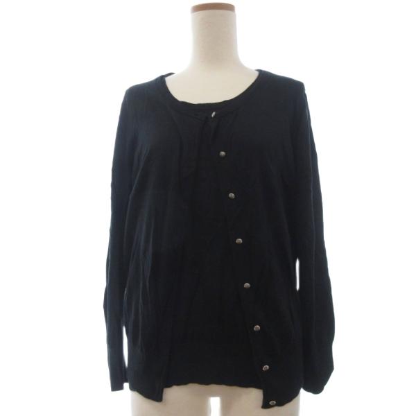 23区 オンワード樫山 アンサンブル ニット カーディガン ノースリーブ カットソー 44 黒 ブラ...