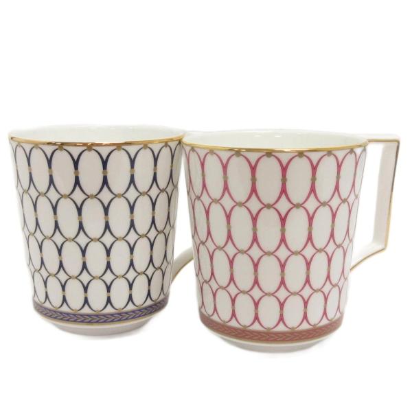 ウェッジウッド WEDGWOOD 美品 RENAISSNCE ペア マグカップ コップ 白 青 赤 ...