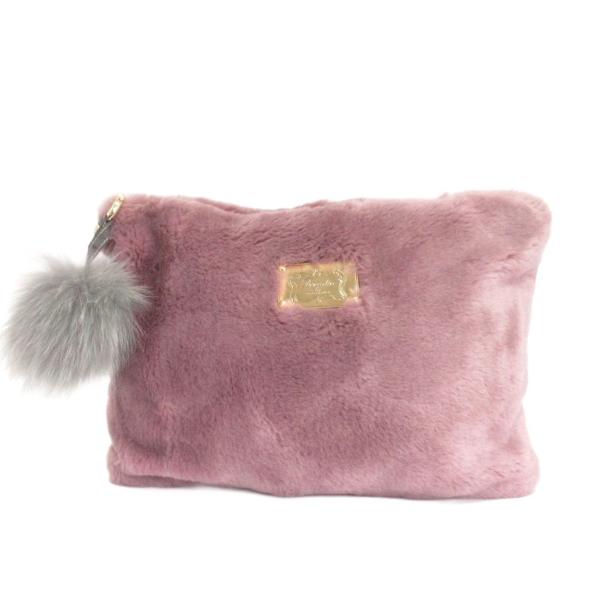 デモデ demodee セカンドバッグ クラッチ ファー ポンポンチャーム 紫 パープル 鞄 ■TC...