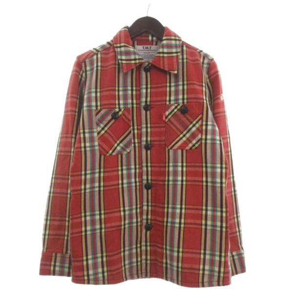 ティーエムティー TMT ヴィンテージ マドラスチェックシャツ 長袖 コットン 赤 レッド M ■T...