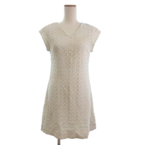 ケイトスペード KATE SPADE ワンピース ノースリーブ 総柄 刺繍 白 ホワイト 0 ■TC...