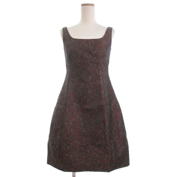 ダイアグラム グレースコンチネンタル 美品 ワンピース ドレス ひざ丈 ノースリーブ ヘリンボーン ...