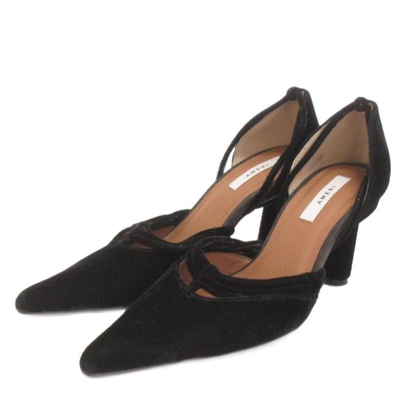アメリヴィンテージ Ameri VINTAGE パンプス ベロア ポインテッドトゥ 黒 ブラック S...