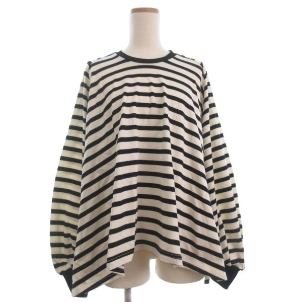 ビアズリー BEARDSLEY ガリャルダガランテ フレアカットソー 長袖 ボーダー 黒 ブラック ...