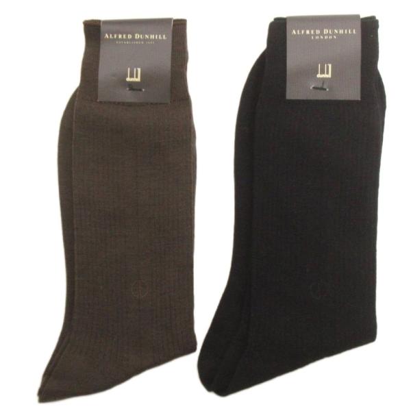 未使用品 ダンヒル dunhill 2点セット ソックス 靴下 黒 茶 ブラック ブラウン 25cm...