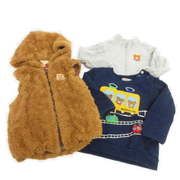 ミキハウス mikihouse 3点 セット まとめ スウェット ベスト ファー 100 マルチカラ...