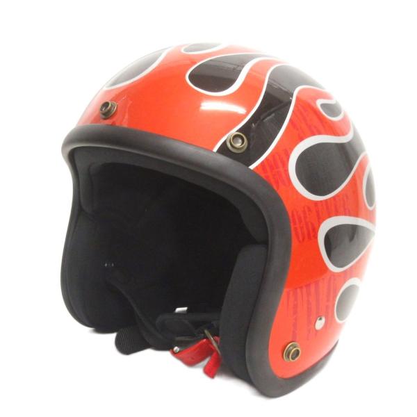 ライズ RIDEZ LX FLAMEZ 美品 オープンフェイスジェットヘルメット バイク用 黒 ブラ...