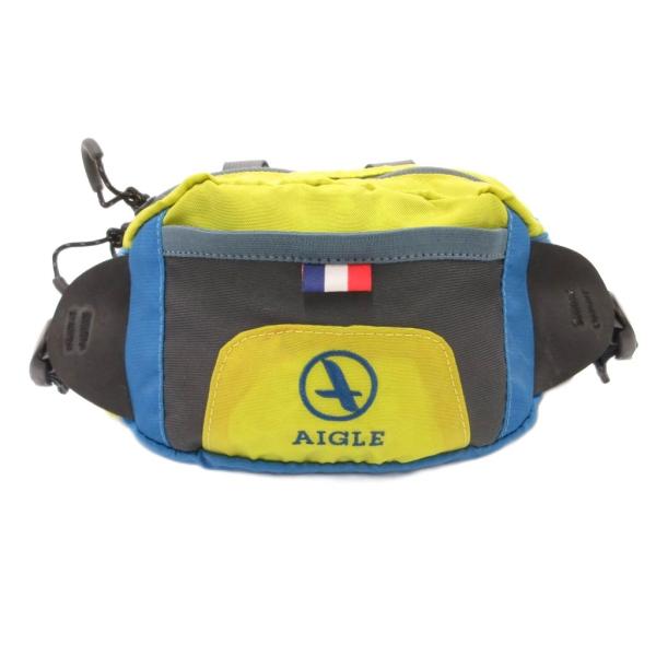 エーグル AIGLE ウェストバッグ ボディバッグ ロゴ刺繍 黄 イエロー 青 ブルー /JS メン...