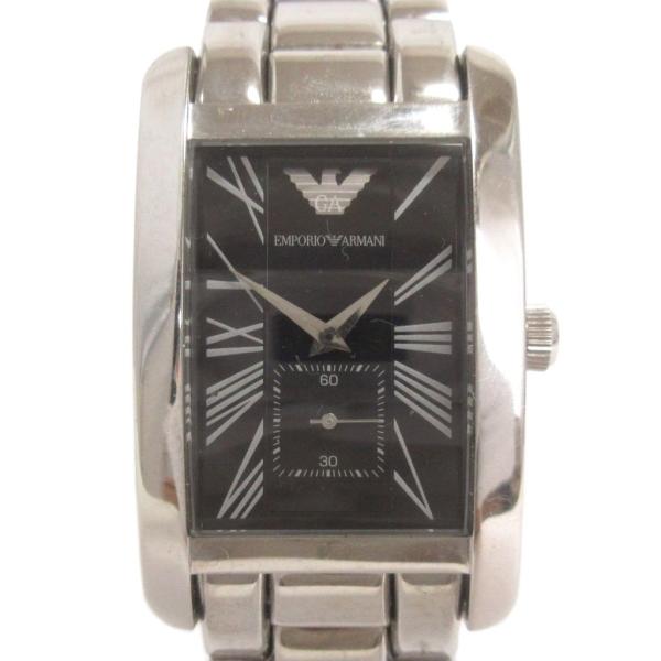 エンポリオアルマーニ EMPORIO ARMANI 腕時計 スクエア アナログ クオーツ 文字盤 黒...