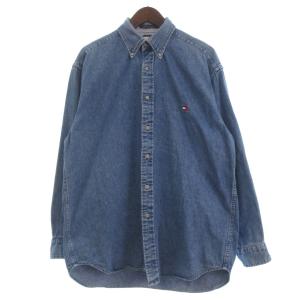 トミーヒルフィガー TOMMY HILFIGER デニムシャツ ボタンダウン BD 長袖 S 青 ブルー メンズ