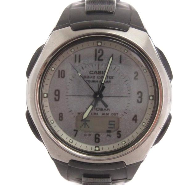 カシオ CASIO WAVE CEPTOR 腕時計 アナデジ タフソーラー WVA-430J 黒 ブ...