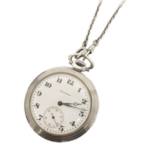 ウォルサム WALTHAM 懐中時計 手巻き アナログ 3針 文字盤白 シルバーカラー ウォッチ ジ...