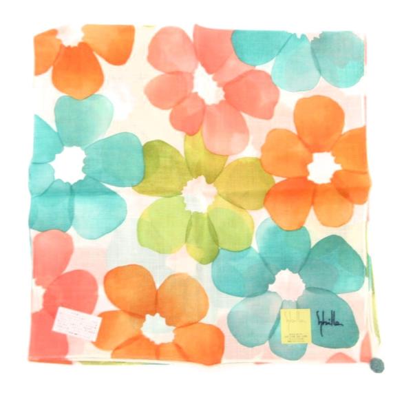 未使用品 シビラ SYBILLA ハンカチ 花がら 総柄 リネン混 マルチカラー /JS レディース