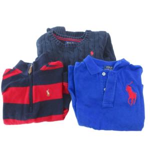 ラルフローレン RALPH LAUREN 3点セット まとめ カットソー ニット セーター ボーダー ロゴ 青 ブルー 赤 レッド 紺 ネイビー /MG キッズ