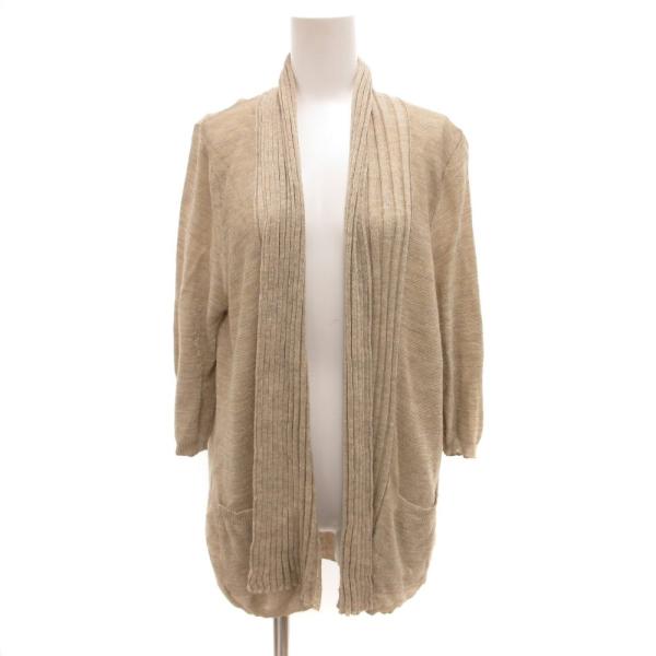 自由区 オンワード樫山 カーディガン ニット ラメ 38 ベージュ /JS レディース