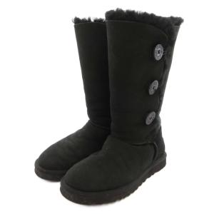 アグ オーストラリア UGG australia ムートンブーツ ロング ボア スエード 24cm 黒 ブラック /FF レディース