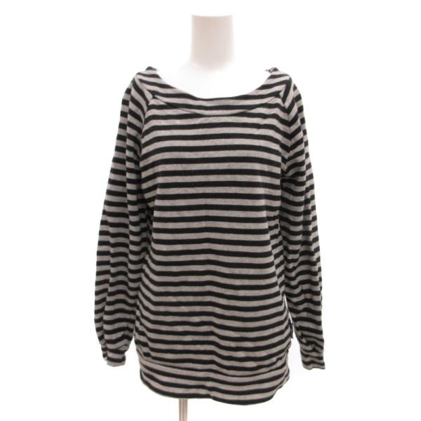 ビームスボーイ BEAMS BOY Tシャツ スウェット生地 長袖 ボーダー 黒 ブラック グレー ...