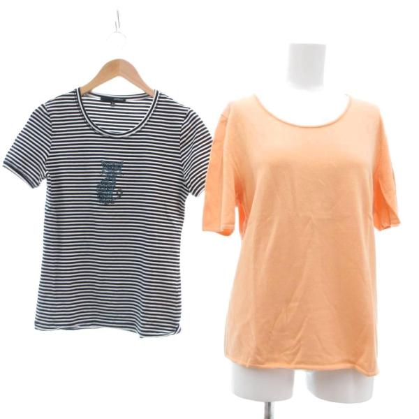 レコパン LES COPAINS 2点セット まとめ Tシャツ カットソー 半袖 オレンジ 44 オ...
