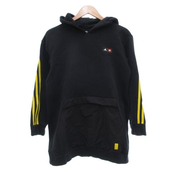 アディダス adidas ジャケット 上着 160 黒 ブラック 黄色 長袖 フード付き サイドライ...