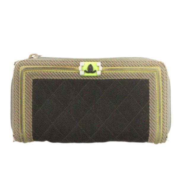 シャネル CHANEL ボーイ 長財布 小銭入れ カード入れ ネオンカラー 黒 ブラック ウォレット...