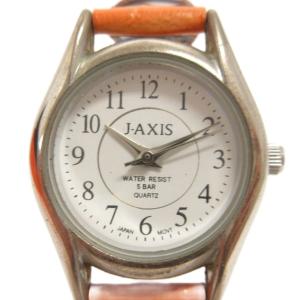 ジェイアクシス J-AXIS 腕時計 アナログ 3針 レザー クオーツ 文字盤 白 オレンジ ウォッチ ジャンク ■OOM レディース