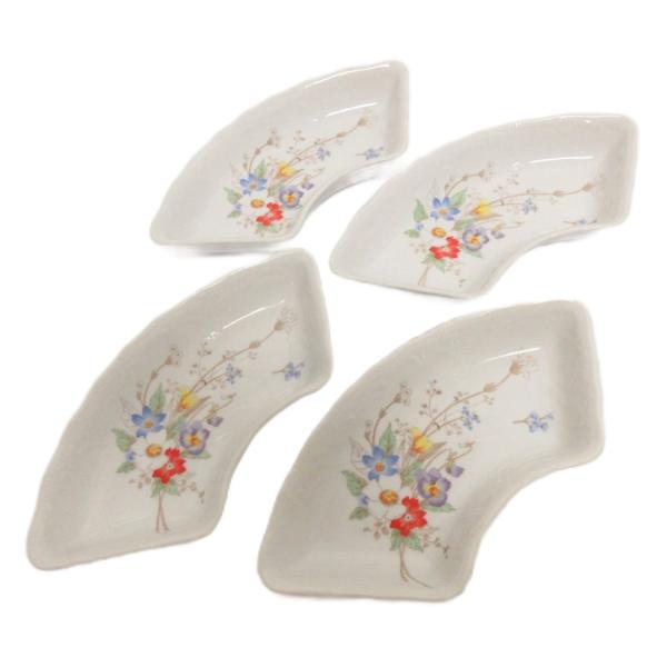 ナルミ NARUMI CHINA 4点 セット プレート 扇形 小皿 花柄 食器 白 ホワイト その...