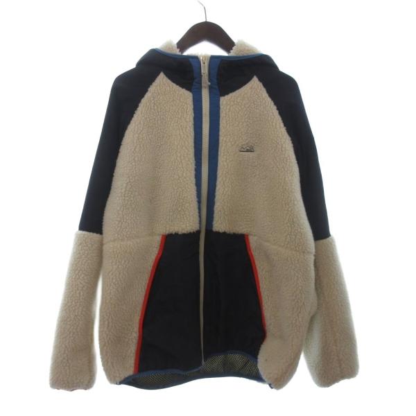 ザラ ZARA フリースジャケット ブルゾン フルジップ フード付き 白 ホワイト L メンズ