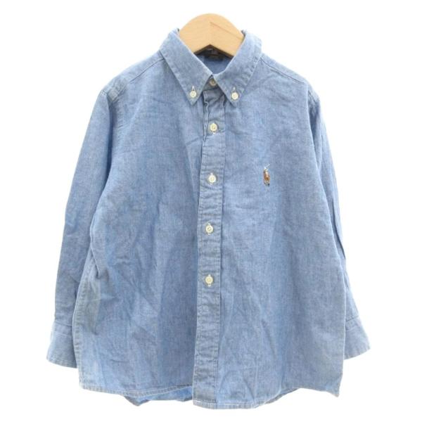 ポロジーンズ ラルフローレン POLO JEANS デニムシャツ ボタンダウンカラー 7T 青 ブル...