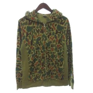 チャンピオン CHAMPION パーカー スウェット フルジップ リバースウィーブ 長袖 迷彩 カモフラ 緑 グリーン L メンズ