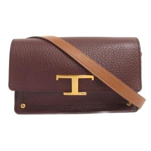 トッズ TOD'S Tタイムレス ショルダーバッグ 肩掛け 斜めがけ 2WAY レザー ボルドー レディース