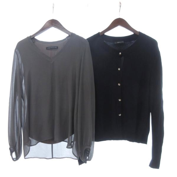 ザラ ZARA ニット KNIT 2点 セット おまとめ ニット カーディガン ブラウス 長袖 グレ...
