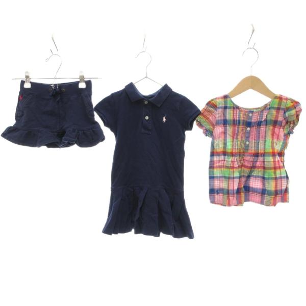 ラルフローレン RALPH LAUREN 3点セット ミニスカート ワンピース ブラウス 100 紺...