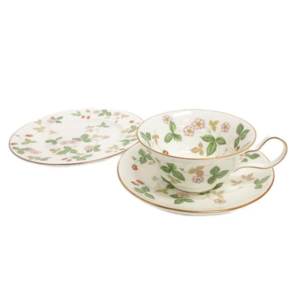 ウェッジウッド WEDGWOOD ワイルドストロベリー ティーカップ&amp;ソーサー プレート セット 英...