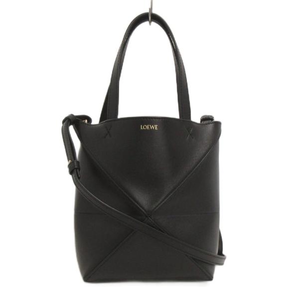 ロエベ LOEWE 美品 パズルフォルド ミニ トートバッグ ショルダー 2WAY ロゴ シャイニー...