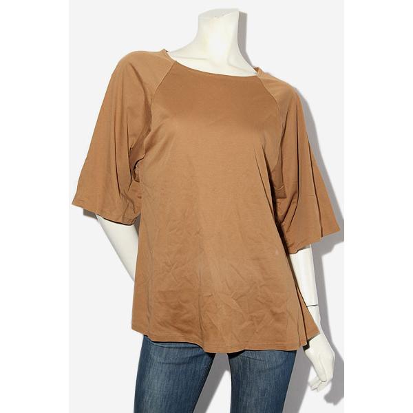 +2 PLUSPLUS プラスプラス ペプラム 半袖 Tシャツ カットソー F CAMEL キャメル...