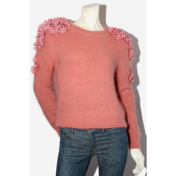 AMERI アメリ アンゴラブレンド フラワー シャギーニット セーター F PINK ピンク /◆...